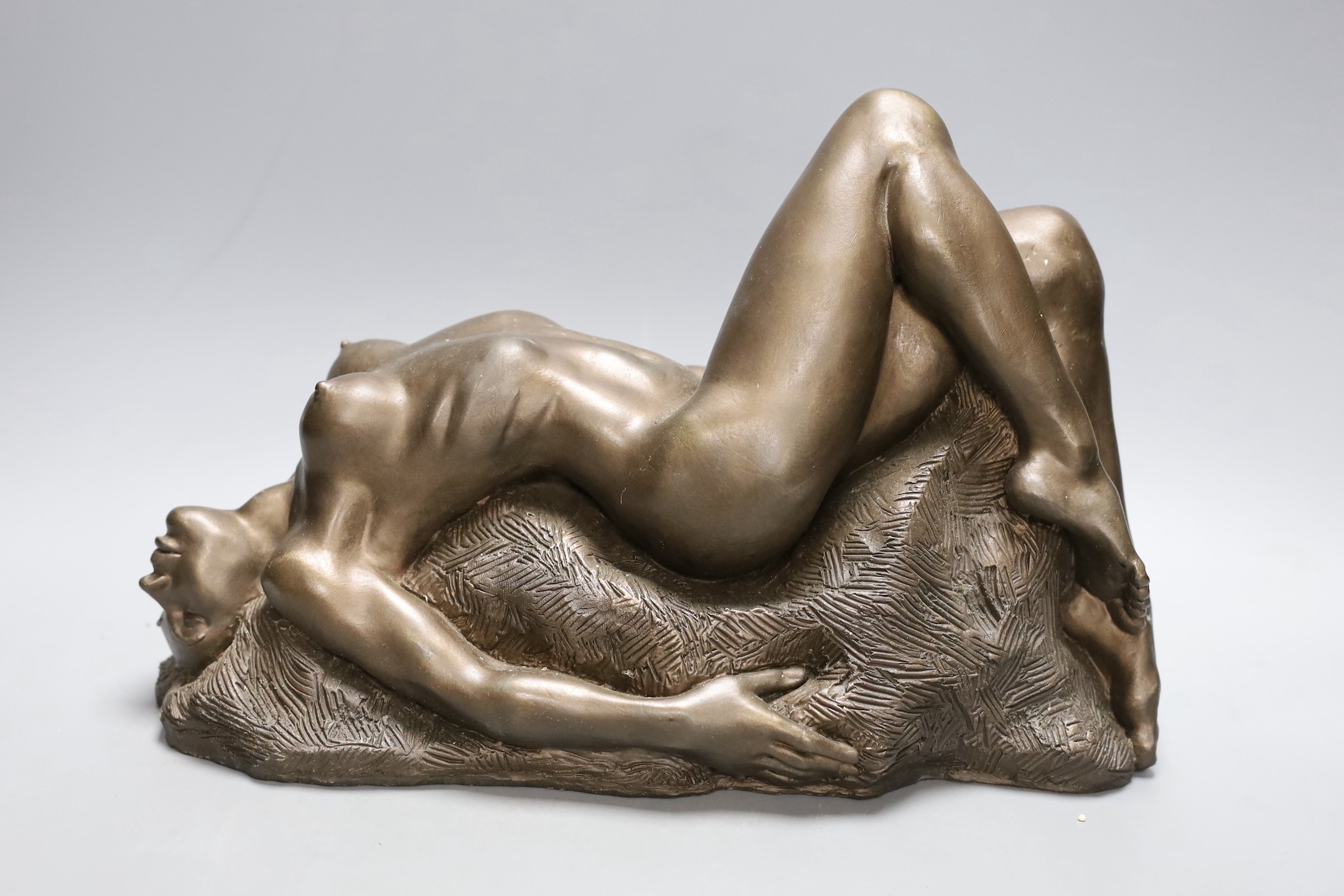 Ronald Cameron (b.1930), simulated bronze, 'Marnie', recumbent female nude, 36cm